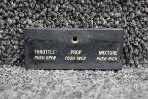 820290-013 Mooney M20F Throttle, Prop, Mixture Control Panel Placard
